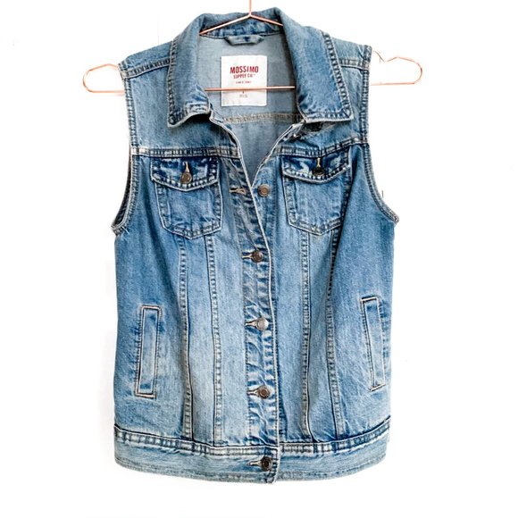 target sleeveless denim button down vest w/collar - Picture 2 of 5